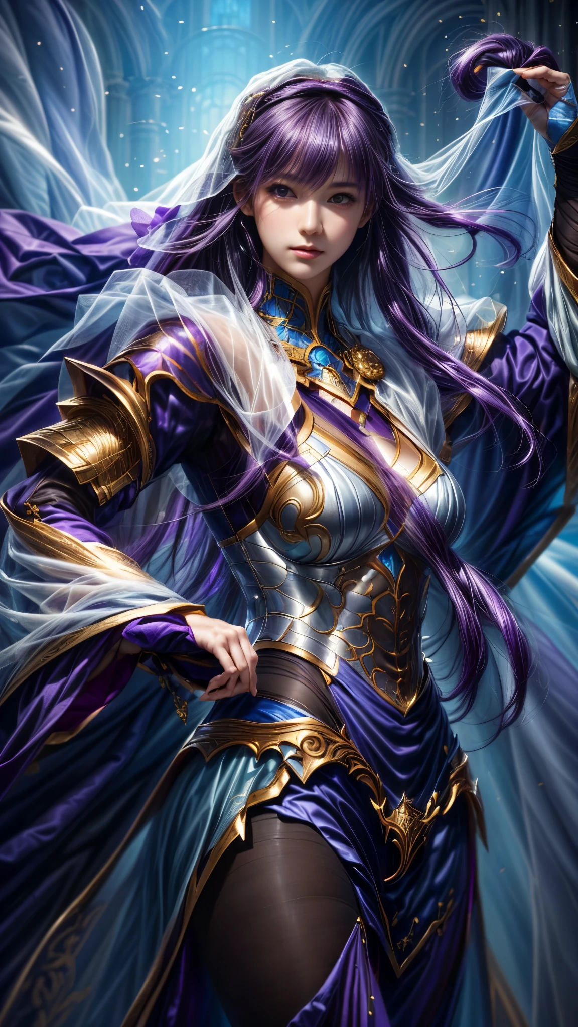 a close up of a woman with veil and purple hair , portrait knights of zodiac girl, extremely detailed artgerm, artgerm. high detail, by Yang J, artgerm detailed, artgerm lau, ig model | artgerm, style of artgerm, ! dream artgerm, style artgerm