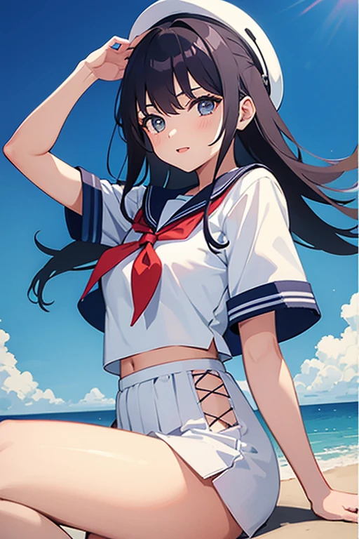 Illustration of a girl wearing a long sailor suit