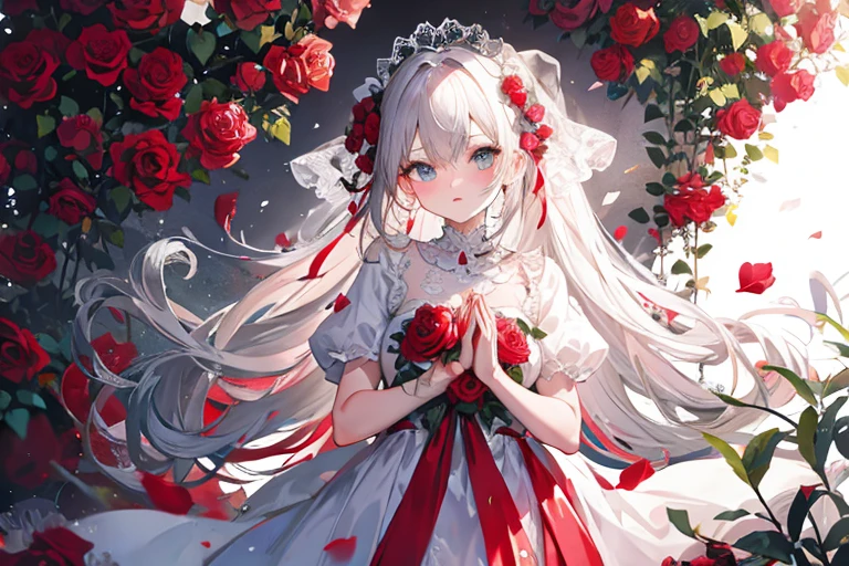 rose in hands,