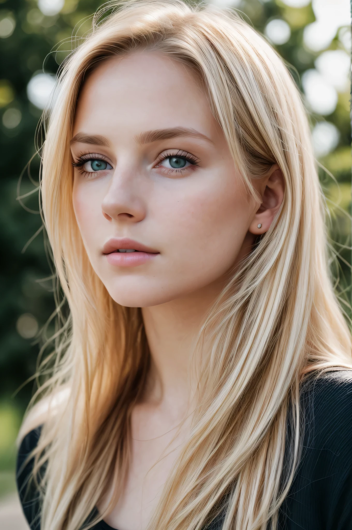 Angel, armor gold , young blonde woman, Beautiful blonde woman dress white, (masterpiece, highest quality, High resolution:1.4), 1 girl, big breasts, Angel, Texture of skin pores, blonde hair, HD , photograph, movie, movie的な, whole body, realistic, (8K, RAW photograph, highest quality, masterpiece:1.2), ( realistic, photograph-realistic:1.33), highest quality, Detailed eyes are blue, cute,Natural light, Depth of bounds written, film grain, wrinkled skin, sharp, detailed and realistic portrait of a woman , outside, Wearing a black T-shirt, stare at the camera, ruffled lips soft Natural light, portrait photographgraphy, magic photographgraphy, dramatic lighting, photographrealism, Super detailed, intimate portrait composition, Leica 50mm