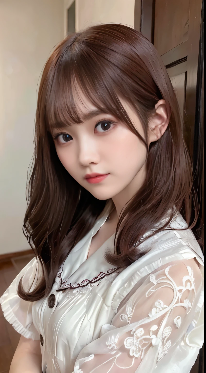 (best quality, masterpiece, ultra-detailed),(8K wallpaper),(1girl, , cute, gal),
break, (, serafuku:1.3),
break, (open the door:1.3), (invite, draw in:1.3), perfectly trimmed fingers,
break, (small breasts, (red eyes), ultra-detailed brilliant big eyes, large pupil, (ultra-detailed brown hair), semi-long hair, parted bangs),
break, ((Intricate details)), eyes and faces with detailed,
break, ((masterpiece, best quality, ultra detailed, detailed face, 8k))