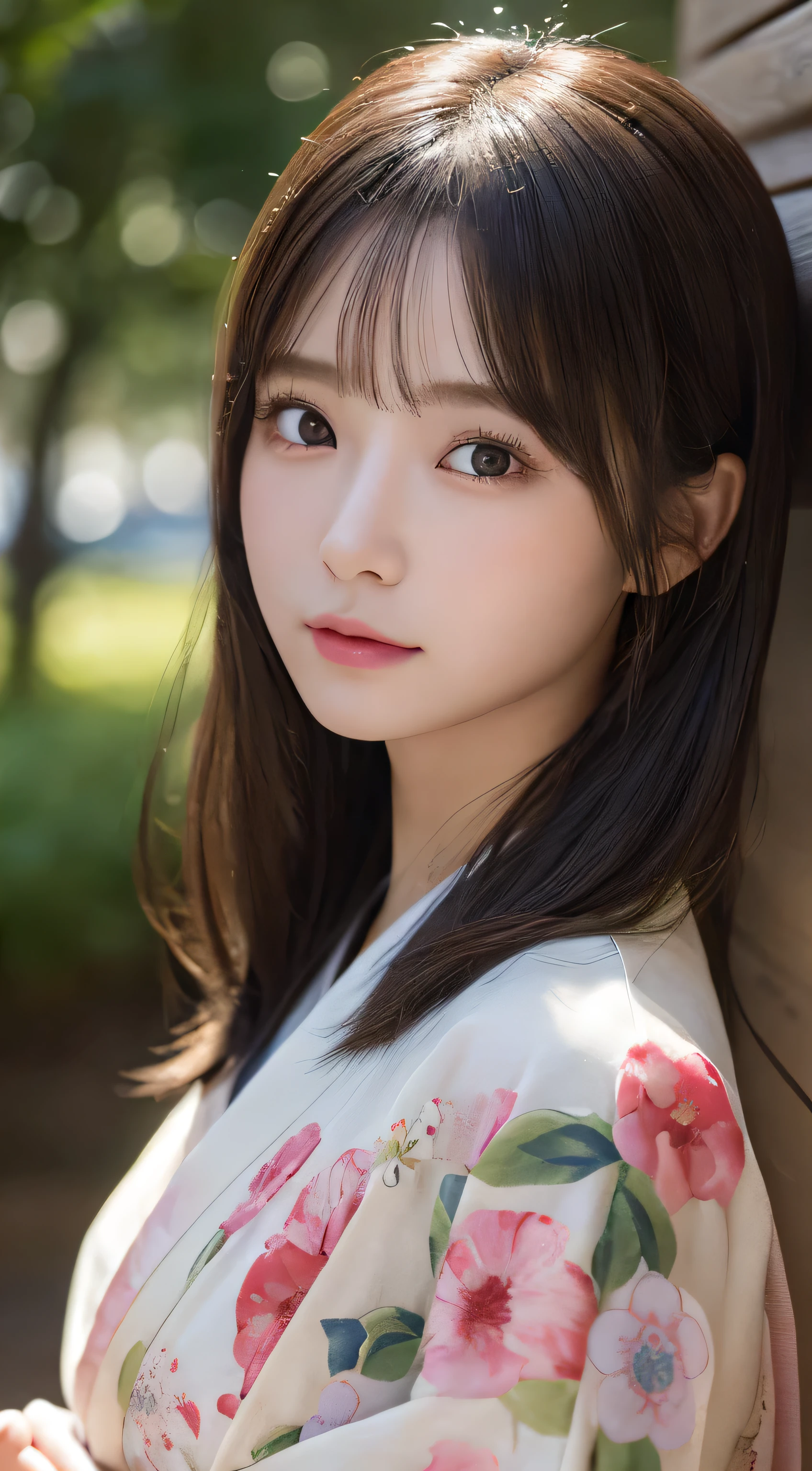 (Wear the kimono correctly,age19,no-makeup)、(top-quality,​masterpiece:1.3,超A high resolution,),(ultra-detailliert,Caustics),(Photorealsitic:1.4,RAW shooting),Ultra-realistic capture,A highly detailed,high-definition16Kfor human skin、 Skin texture is natural、The skin looks healthy with an even tone、 Use natural light and color、 Anatomically correct、One Woman,japanes,,kawaii,A dark-haired,Middle hair,(depth of fields、chromatic abberation、Wide range of lighting、Natural Shading)