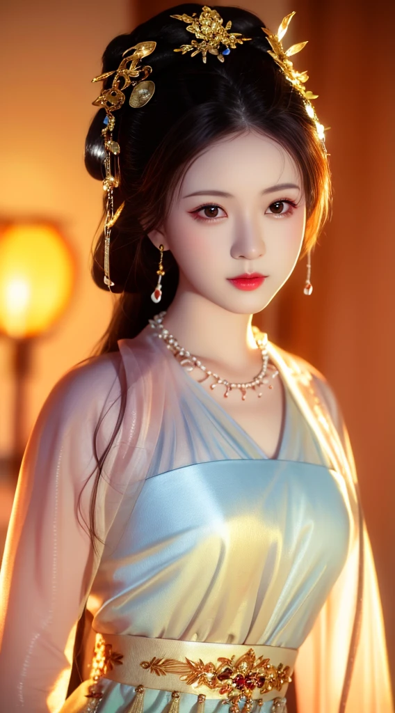 best quality, masterpiece, highres, 1girl, china dress, hair ornament, necklace, jewelry, Beautiful face, upon_body, tyndall effect, photorealistic, dark studio, rim lighting, two tone lighting, (high detailed skin:1.2), 8k uhd, dslr, soft lighting, high quality, volumetric lighting, candid, Photograph, high resolution, 4k, 8k, Bokeh, medium breasts,