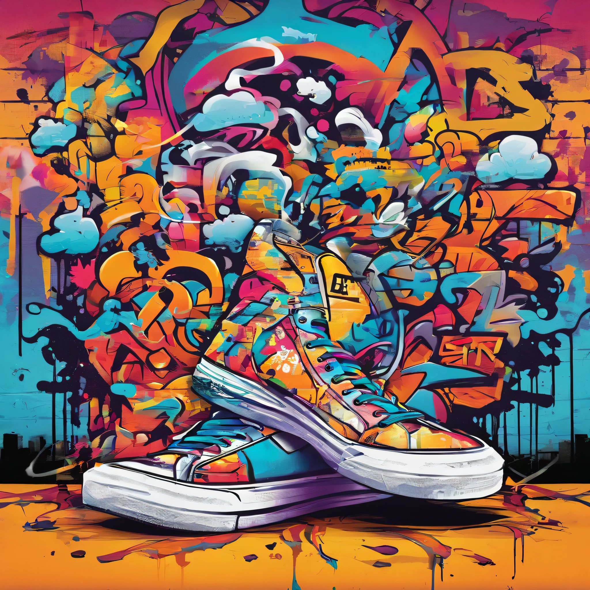 grafite, sneakers Nike, imagem completa, High resolution high contrast