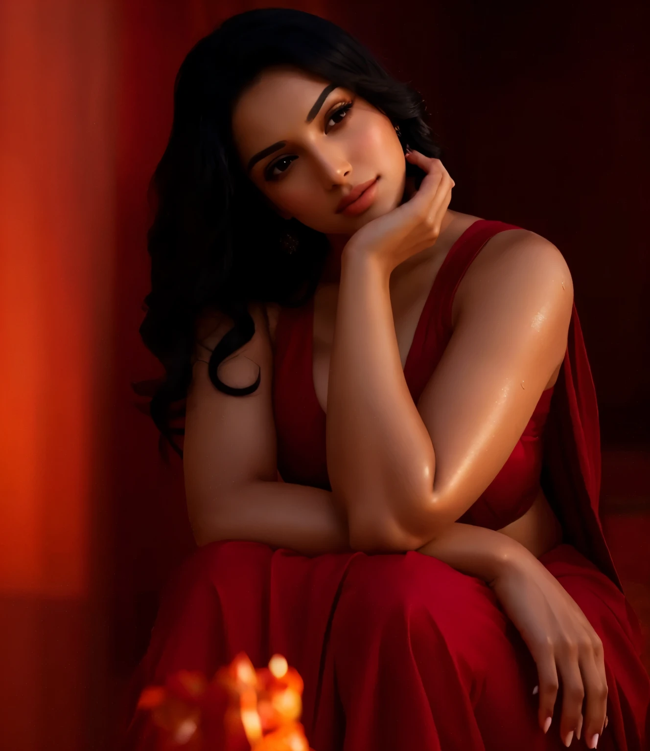 Bright background in outdoor. Red saree. Voluptuous and healthy, wet, black haired Kiara Advani in erotic, hot sexy pose. Sweaty, fair, body. Beautiful exotic, stylish and looking hot, !!, fair complexion, stunning, glamorous, appealing figure. Thin waist, stylish and pose, shiny, Sweaty exotic skin, Busty Smooth body. Sexy, sultry look, fit hourglass figure, complete body nice, beautiful, fair complexion, stunning beautiful, exotic gorgeous lady, femme, goddess, most beautiful woman on earth, fantasy inspiration, goddess, gorgeous