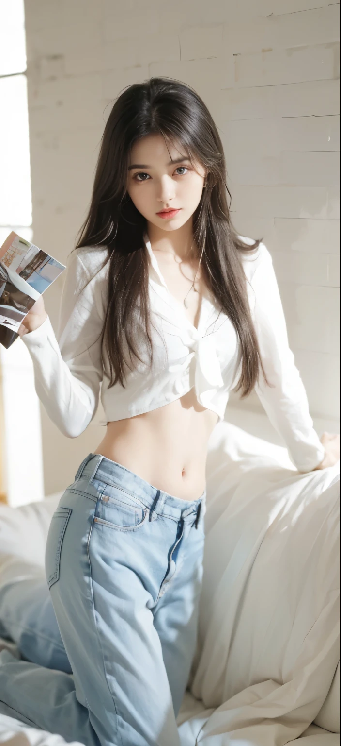 Surreal 8K CG,perfect faces,Impeccable perfection,ren,tmasterpiece,professional artwork,famous artwork,Innocent 14-year-old girl、((Wear a sleeveless T-shirt)、Wear small panties、Sitting in the room、A Smile、Raw foto, (8K、Top Quality、masterpiece:1.2)、(delicate detail:1.4)、(Photorealcitic:1.4)、octan render、Complex 3D rendering, Ultra-detail, Studio Soft Light, Rim Light, vibrant details, Super detailing, Realistic Skin Textures, Detail Face, Beautiful detail eyes, Highly detailed CG Unity 16k wallpapers, Makeup-, (detailed background:1.2), shinny skin、turned around、exposed thighs!!!,Sorrisos, Wave hair