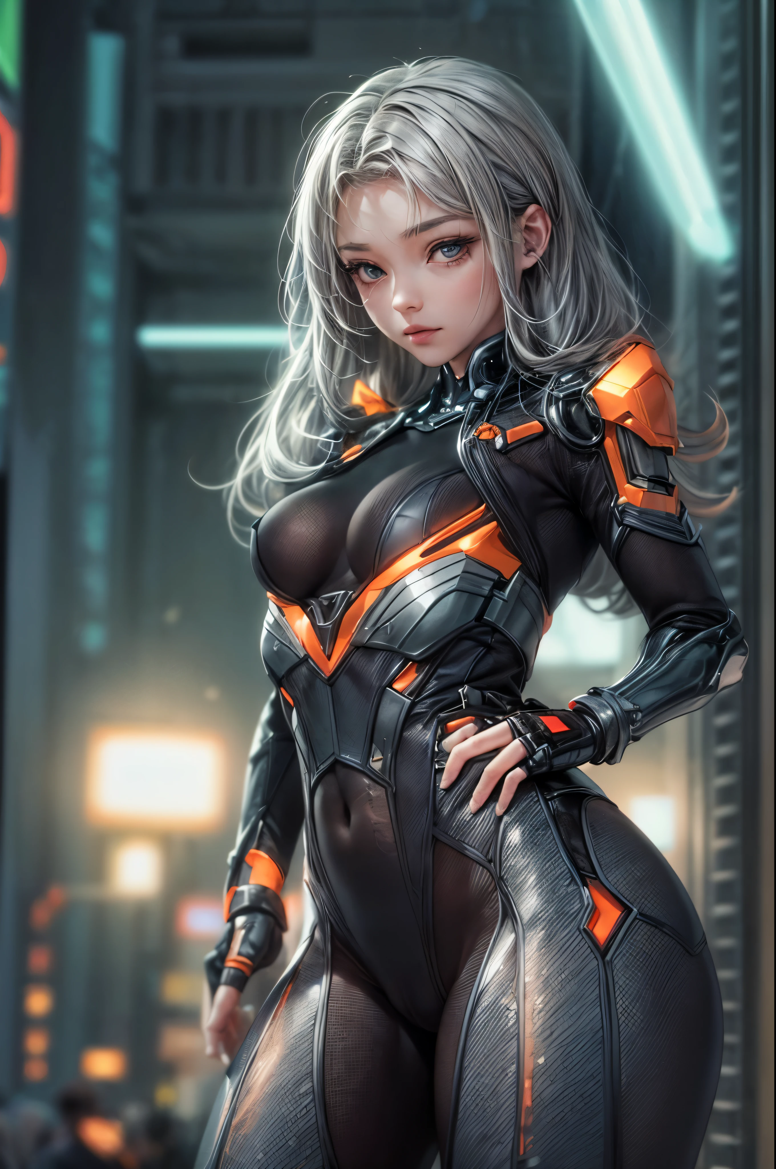 delicate face, 20-year-old kpop idol cyborg girl, dark(carbon fiber high leg cut leotard), Chest opening, {{angled bob}}, (big breasts:1.25), (mechanical joint), bangs, attractive curves, mid pelvis, seaside, standing posture, beach, glowing skin, ((puffyareolas)), (standing), dynamic pose, spread legs, (camel toe, cameltoe, vulvashaped:1.275), cyberpunk, sci-fi, (upper body:1.275), (8k, RAW photo, best quality, masterpiece: 1.47), (nsfw:1.275)