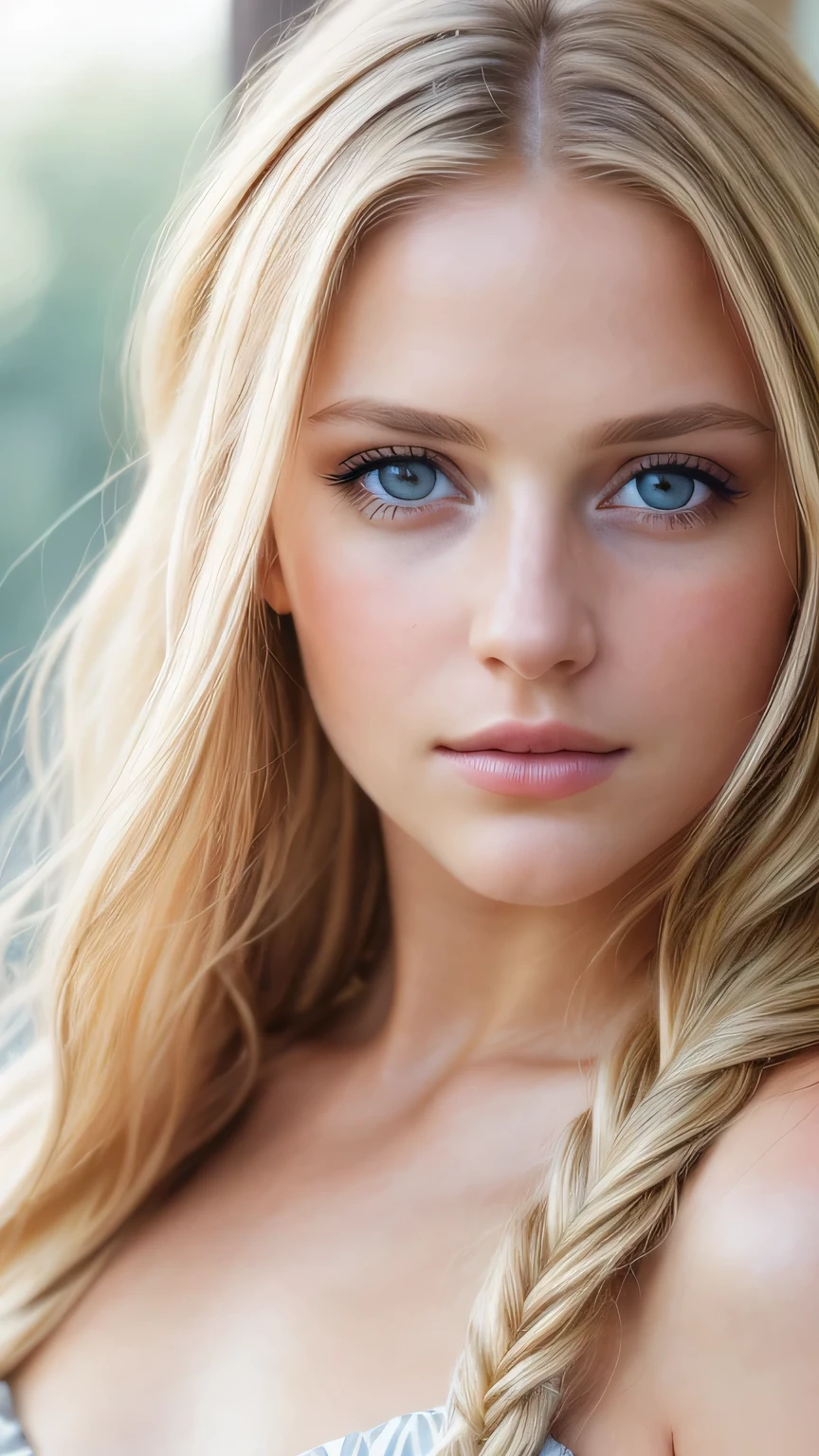 – Armor Gold, young blonde woman, Beautiful woman, subjective perspective, Sunburst Flare, f/1.2, 50mm, Sony, Braid, (masterpiece, highest quality, High resolution:1.4), 1 girl, Angel, Texture of skin pores, blonde hair, HD, photograph, movie, movie的な, whole body, realistic, (8K, RAW photograph, highest quality, masterpiece:1.2), (realistic, photograph-realistic:1.33), highest quality, eyes are blue, cute, Natural light, Depth of bounds written, film grain, wrinkled skin, sharp, detailed and realistic a woman, stare at the camera, ruffled lips soft Natural light, portrait photographgraphy, magic photographgraphy, dramatic lighting, photographrealism, Super detailed, intimate portrait composition, sophisticated black evening dress.