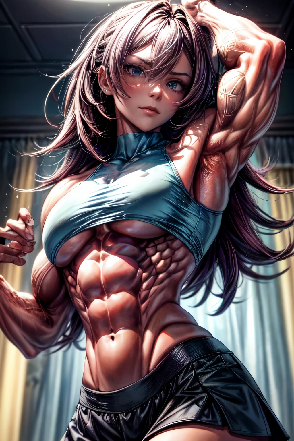 1 long hair, girl in , mini skirt, pink hair, look away, Sit and spread your hips, Awkward, blush, cry, mouth closed, classroom (girl leaking pee)best lighting) , (Extremely complex and detailed) , 4K unified, (Super detailed CG: 1.2) , (8k: 1.2),(The original), (masterpiece) , (best quality),(masterpiece:1.4),Anime-like high quality,(masterpiece),masterpiece, Super clear picture quality,Billy'The face is clearer)best quality, Ridiculous Easter Peace, 4K, 8k, Yes, high resolution))1个girl, female student,Smile,马尾辫girl脸上灿烂的笑容,tight waist revealing shorts,ten pack abs,clear abdominal muscles,Abdominal veins carved into abdominal muscles,Strong abdominal muscles Exaggerated abdominal muscles,Thick and firm abdominal muscles,Absolutely unparalleled abs,Abdominal muscles are very toned,Deep groove between abs bodybuilder:1.5)),Inside the house,(beautiful bass),(girl),(miss),(((Upper body:1)))There are deep grooves between abdominal muscles,Thickness performance,indestructible muscles,Abdominal muscles have strong contrast between light and dark,Belly bulge,You can see the drawing status of muscles,Achieved perfect muscle-building effect,Abdominal muscles are very thick,There are gullies between the abdominal muscles,Cover each other,from the side, it looks like a raised hill.,Imagine abs that are harder than diamonds,delicate skin,Abdominal muscles show perfect picture,Absolutely zero belly fat