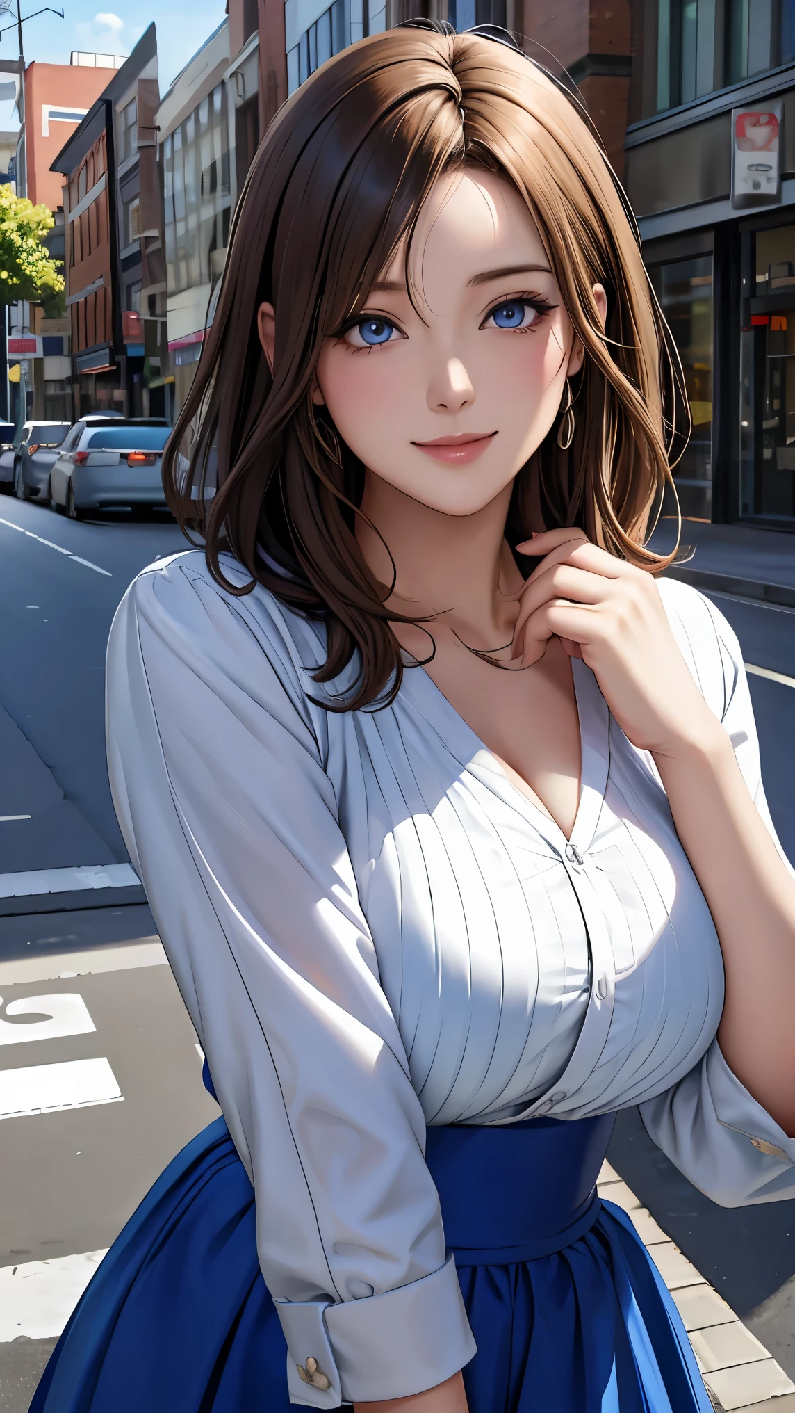 masutepiece, Best Quality, Illustration, Ultra-detailed, finely detail, hight resolution, 8K Wallpaper, Perfect dynamic composition, Beautiful detailed eyes, doress,Medium Hair,  Natural Color Lip, Random and sexy poses,Smile,Aoyama Street Walk、20 years girl