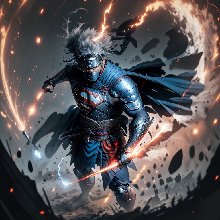 (Best Quality, 4k, 8K, high resolution, Masterpiece: 1.2), Superman in Ronin Samurai armor, wearing a sleeveless blue and red armor, a traditional samurai headpiece with a cape flowing behind, strong jawline, piercing blue eyes with a determined expression.

Superman in Ronin Samurai armor, full body view, A superhero with a serious and intense gaze, blue armor with red accents, traditional samurai helmet, standing tall with a katana sword in hand.

Five Ronin Samurai warriors, each wearing blue and red armor, traditional samurai helmets with flowing capes, sharp