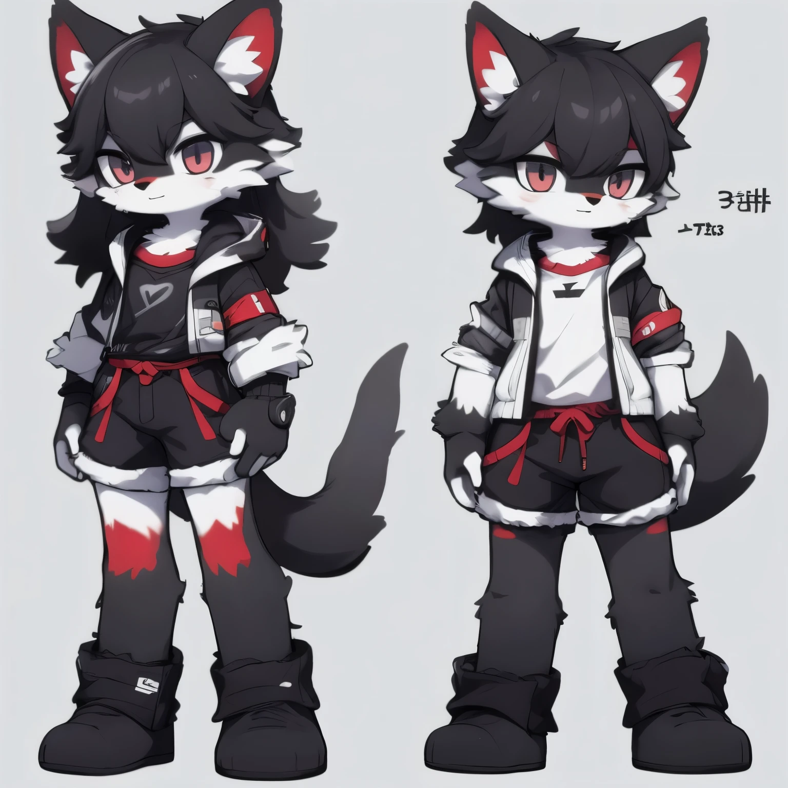 black,furry,male,wear these shorts,one person,stand,Thin