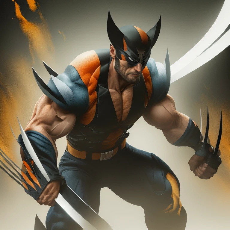 (Best Quality, 4k, 8K, high resolution, Masterpiece: 1.2), Wolverine in Ronin Samurai attire, brown hair with adamantium claws, dark blue samurai jacket, red hakama, black obi, white japanese undergarment, katana sword in hand.

Wolverine, in the Ronin Samurai outfit, poses with a serious expression. The sun sets behind him, casting an orange glow over his muscular frame. Katana in hand, he exudes a sense of determination and readiness. His brown hair is tied back in a topknot, and his adamantium claws pe