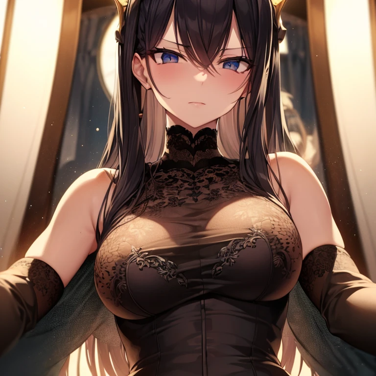(masterpiece, highest quality, super detailed, best shadow), (detailed background), (beautiful and detailed face), high contrast, ((cinematic light)), colorful, hyper detail, intricate details, Depth of bounds written, 1 girl, alone, (ara ara mature femdom look), whore whore slut, Requires expression, domineering, domineering, seductive, (perfect beautiful face), from below, sitting