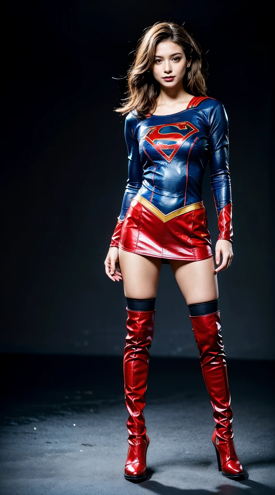no background、short hair、supergirl costume、Snug costume、(((stretch your legs、tall、Legally express the beauty of your smile)))、((((Get the most out of your original images)))、(((supergirl costume、torn、Tattered、being destroyed)))、(((beautiful hair)))、(((I&#39;m in pain)))、(((Legs must be worn with black tights)))、(((must wear red boots、being destroyed)))、((Highest image quality、8K))、((highest quality、8K、masterpiece:1.3))、(((keep background )))、clear focus:1.2、beautiful woman with perfect figure:1.4、Full of scars、bloody、full of blood、slender abs:1.2、wet body:1.5、Highly detailed face and skin texture、8K