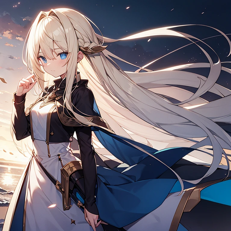 high quality,fantasy,Pale shades,,Middle wind,blue eyes,blonde,long hair