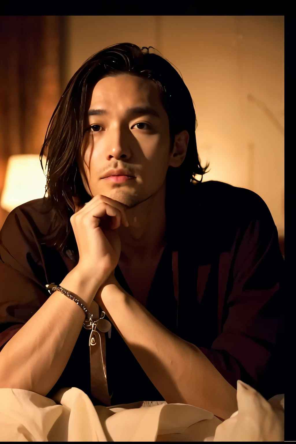 ((highest quality)), ((masterpiece)), (cinematic aesthetic:1.4) A handsome man in his 30s who works as a fortune teller.