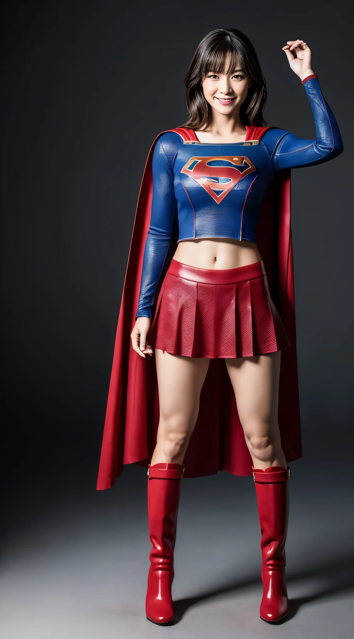 no background、short hair、supergirl costume、Snug costume、(((stretch your legs、tall、Legally express the beauty of your smile)))、((((Get the most out of your original images)))、(((supergirl costume、torn、Tattered、being destroyed)))、(((beautiful hair)))、(((I&#39;m in pain)))、(((Legs must be worn with black tights)))、(((must wear red boots、being destroyed)))、((Highest image quality、8K))、((highest quality、8K、masterpiece:1.3))、(((keep background )))、clear focus:1.2、beautiful woman with perfect figure:1.4、Full of scars、bloody、full of blood、slender abs:1.2、wet body:1.5、Highly detailed face and skin texture、8K