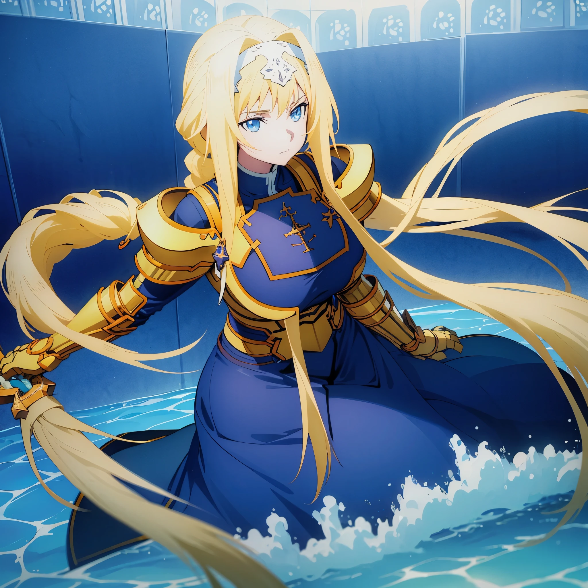 anime girl with long blonde hair and blue eyes in a pool, girl from the Knights of the Zodiac, portrait girl from the Knights of the Zodiac, blonde anime girl with long hair, cushart krenz female key art, biomechanical Oppai, anime goddess, thick, do azur lane video game, best 4k konachan anime wallpaper, artoria pendragon, giant breasts, big tits, big body, slut, huge breasts, busty 