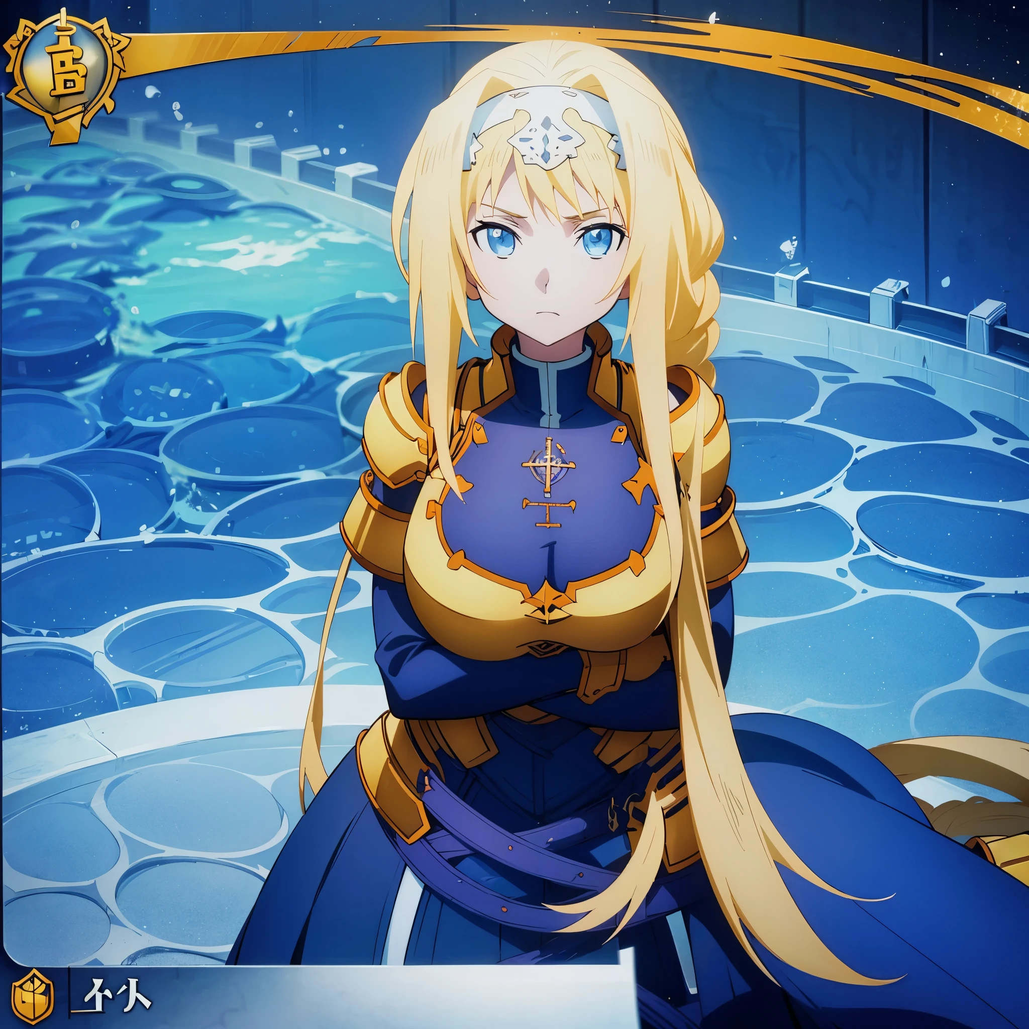 anime girl with long blonde hair and blue eyes in a pool, girl from the Knights of the Zodiac, portrait girl from the Knights of the Zodiac, blonde anime girl with long hair, cushart krenz female key art, biomechanical Oppai, anime goddess, thick, do azur lane video game, best 4k konachan anime wallpaper, artoria pendragon, giant breasts, big tits, big body, slut, huge breasts, busty 