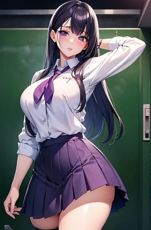 High school girl in white blouse and purple checked skirt, purple checked skirt, long black hair untied, pinched eyes, long lashes, well-styled and rather large breasts, white underwear and skirt rolled up, pose emphasizing big, naughty big, naughty thighs, naughty anime style, beautiful anime schoolgirl, surreal schoolgirl, surreal schoolgirl, seductive anime girls, realistic schoolgirls, big emphasis, naughty anime style, naughty thighs, naughty thighs, smooth anime cg art, surreal schoolgirl girls, seductive anime girls, lifelike schoolgirls, smooth anime CG art, anime girls, beautiful anime schoolgirls, beautiful anime girls, beautiful charming anime teenage girls, naughty anime style, photorealistic anime girl rendering, beautiful girl strangled from behind, beautiful girl strangled from behind,