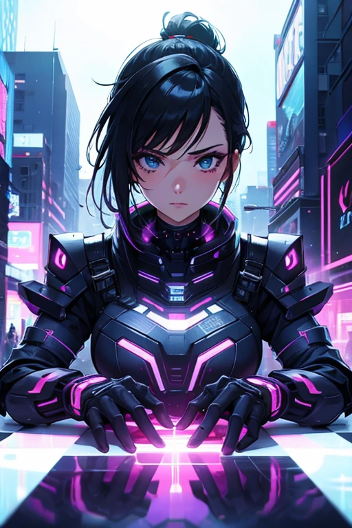 cyber punk、beautiful mature woman