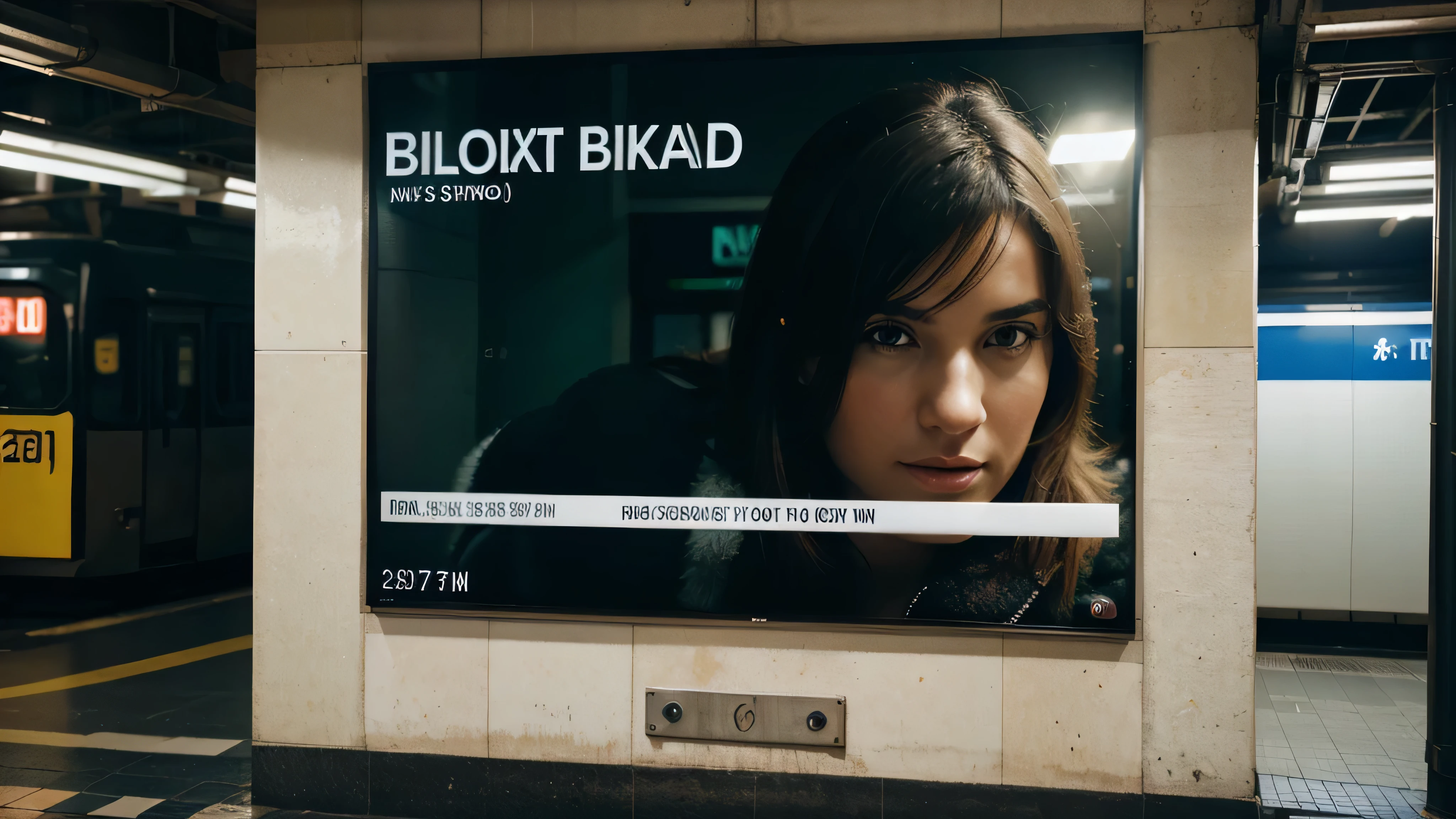 Um outdoor como elemento principal o foco deve estar inteiramente nele. in a metro station, ultra-detailed and extremely sharp focus, Ultra HD, 8k