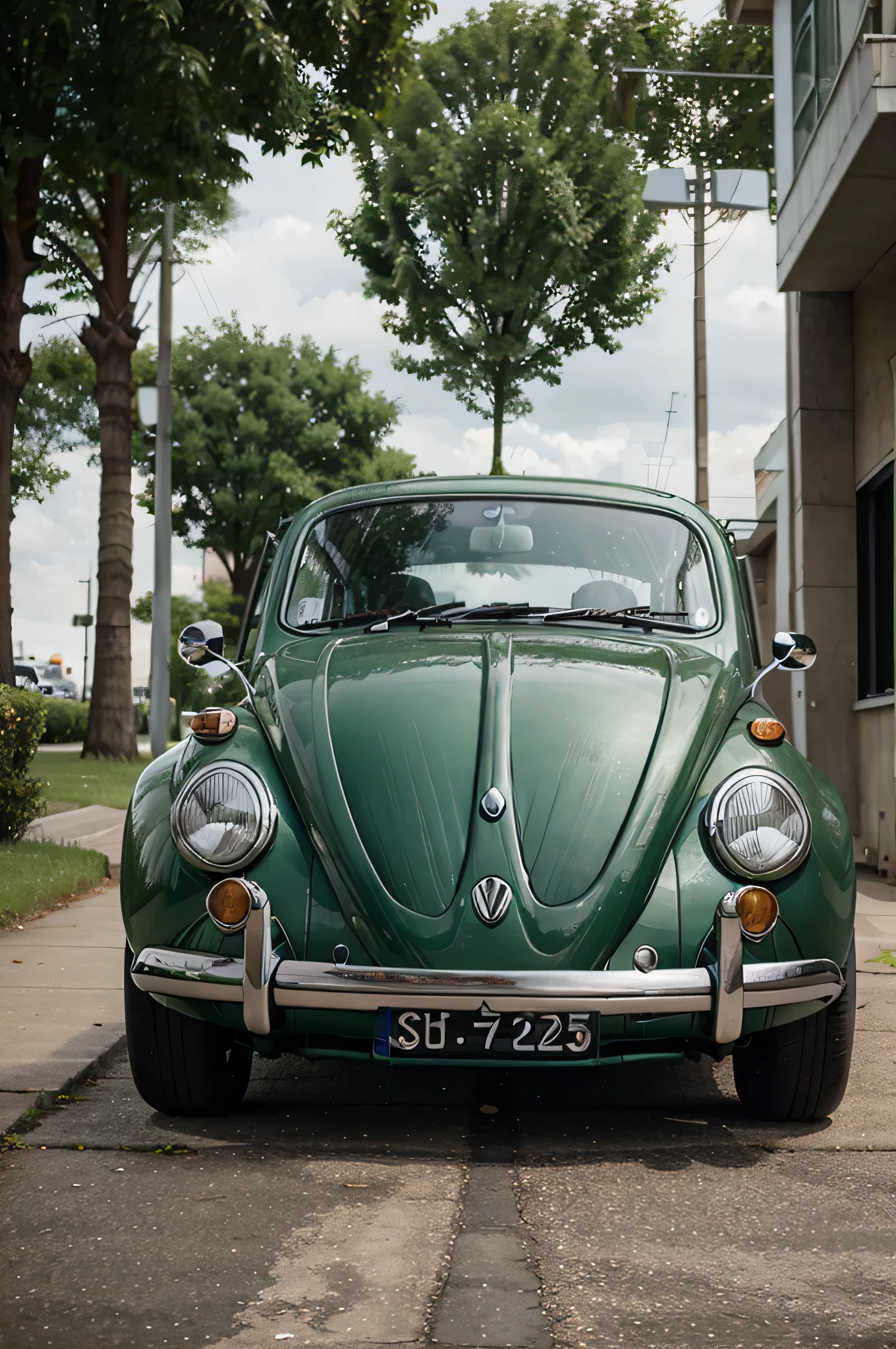 Bug VW Verde Metalflake Realista visto de cima