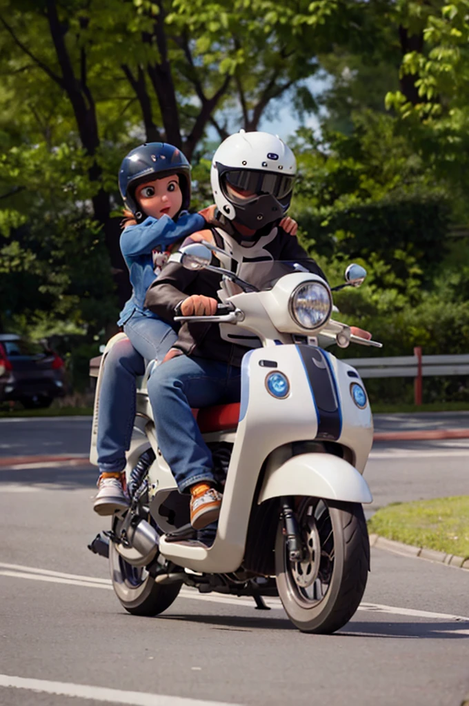 Disney pixar couple riding a motorcycle