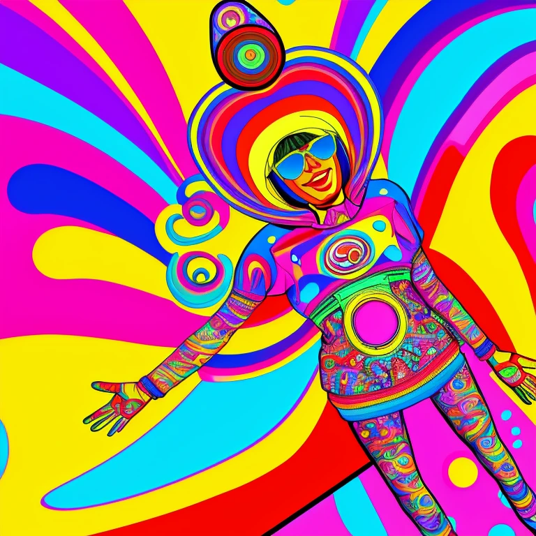 Random, psychedelic, in the style of Peter max