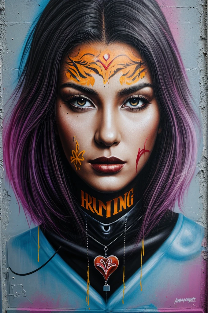 Graffiti art, a large beating heart painting on the wall, no_human, (best quality, masterpiece, Representative work, official art, Professional, 8k)