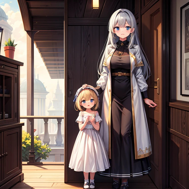 high quality,two girls,Large height difference