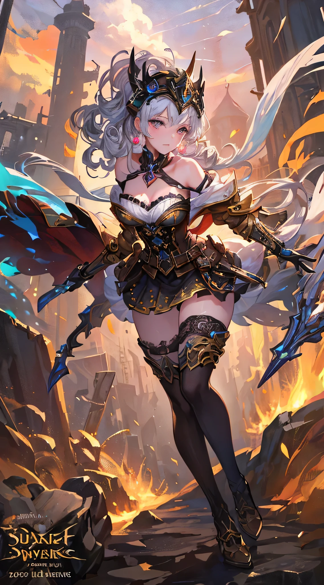 (( (masterpiece),(Very detailed CG Unity 8k wallpaper),(Bust Shot:1.5), highest quality,Cinema Lighting,Photorealistic, Detailed Background,Beautiful and beautiful eyes,Bright Eyes,(Very elegant and beautiful),(Beautifully detailed eye depiction),Very detailed,masterpiece,High resolution)), Richly decorated armor, Beautiful Female Warrior, short hair, Platinum Blonde Hair, Cleavage、Various actions、Various clothes、Red costume、Various poses、Colorful costumes、whole body、Beautiful feet