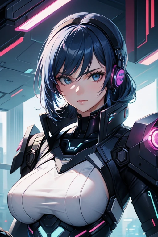 cyber punk、beautiful mature woman、Upper body