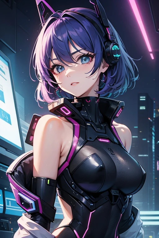 cyber punk、beautiful mature woman、Upper body、adorable、cute
