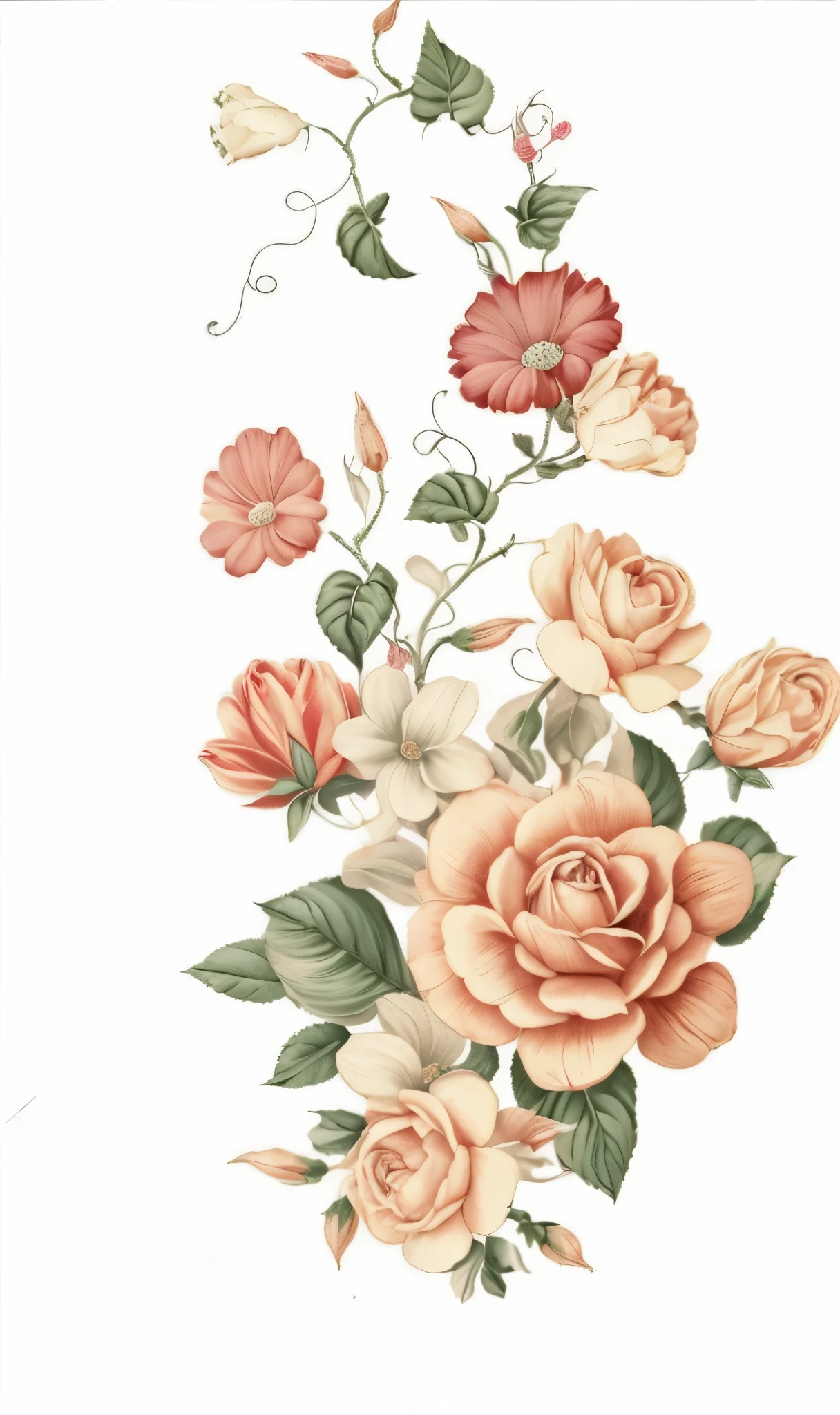 vintage botanical illustration smooth and elegant floral bouquet design pairre joseph redute