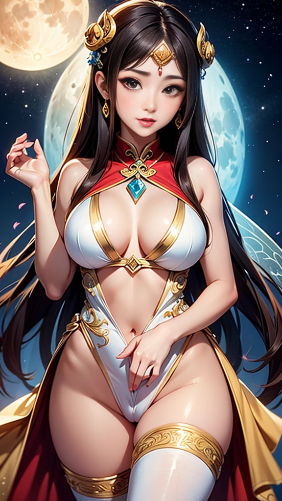 Chang'e fairy，whole body， are super big，moon background，ios deep scene，Vagina  camel toe，Han vaginal slit