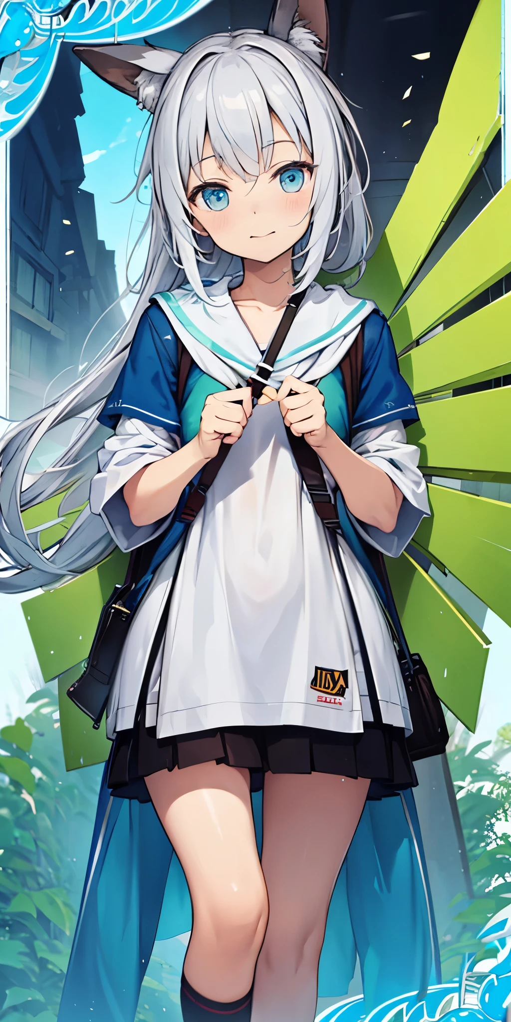 Amelia:2.0,Super meticulous,Official fine art,Unity 8k壁纸,Fashion denim shorts,White T-shirt,canvas shoe,backpacks,Lunette de soleil,Candid photos of girls,Volumetriclighting,Best shadow,shallowdepthoffield,Enjoy the scenery,Shut your mouth, Light blush eye shadow, longer sleeves, big breasts thin waist, Short black pleated skirt, black high-socks、the sideview、(Highest image quality、astonishing detail:1.25)、(独奏:1.3)、Brilliant and colorful paintings,ssmile,gentleness,effeminate,Random scenes,having fun,smallunderboob,