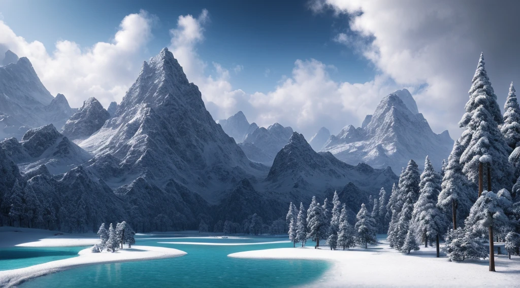Masterpiece, Best Quality, High Quality, Highly Detailed CG Unity 8k Wallpaper, Halla Mountain, Snow, Winter, Outdoor, Sky, Day, Landscape, Water, Trees, Blue Sky, Waterfall, Nature, Lake, River, Cloudy Sky, Award Winning Photo, Bokeh, Depth of Field, HDR, Bloom, Chromatic Aberration, Photorealism, Very Detailed, Trending at Artstation, Trend at CGsociety, Complex, High Detail, Dramatic, Art of Medium Travel