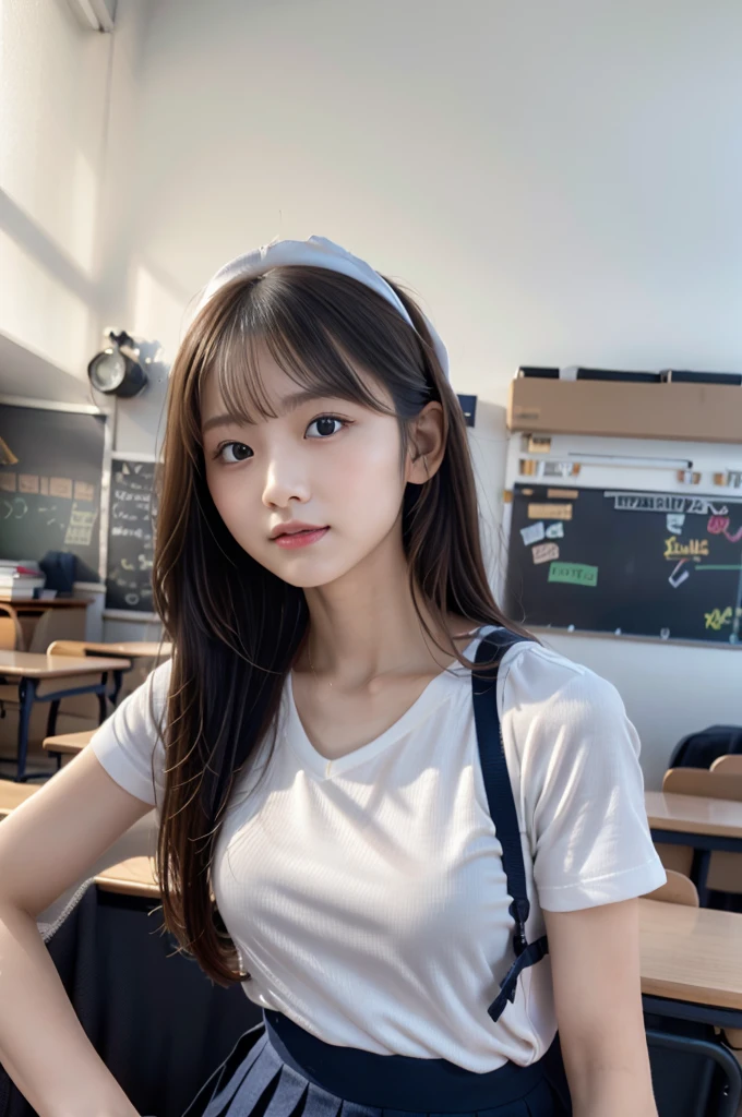 Silver Short Bob Hair：1.8、Beauty、profile、(short sleeve white sailor、navy pleated skirt：1.5)、butt lift：1.5、bare hands：1.5、super sexy、Ultimate image quality、(school classroom：1.5)、 bright light、cute face beautiful butt:1.2、constricted waist、beautiful figure、Form、beautiful skin、