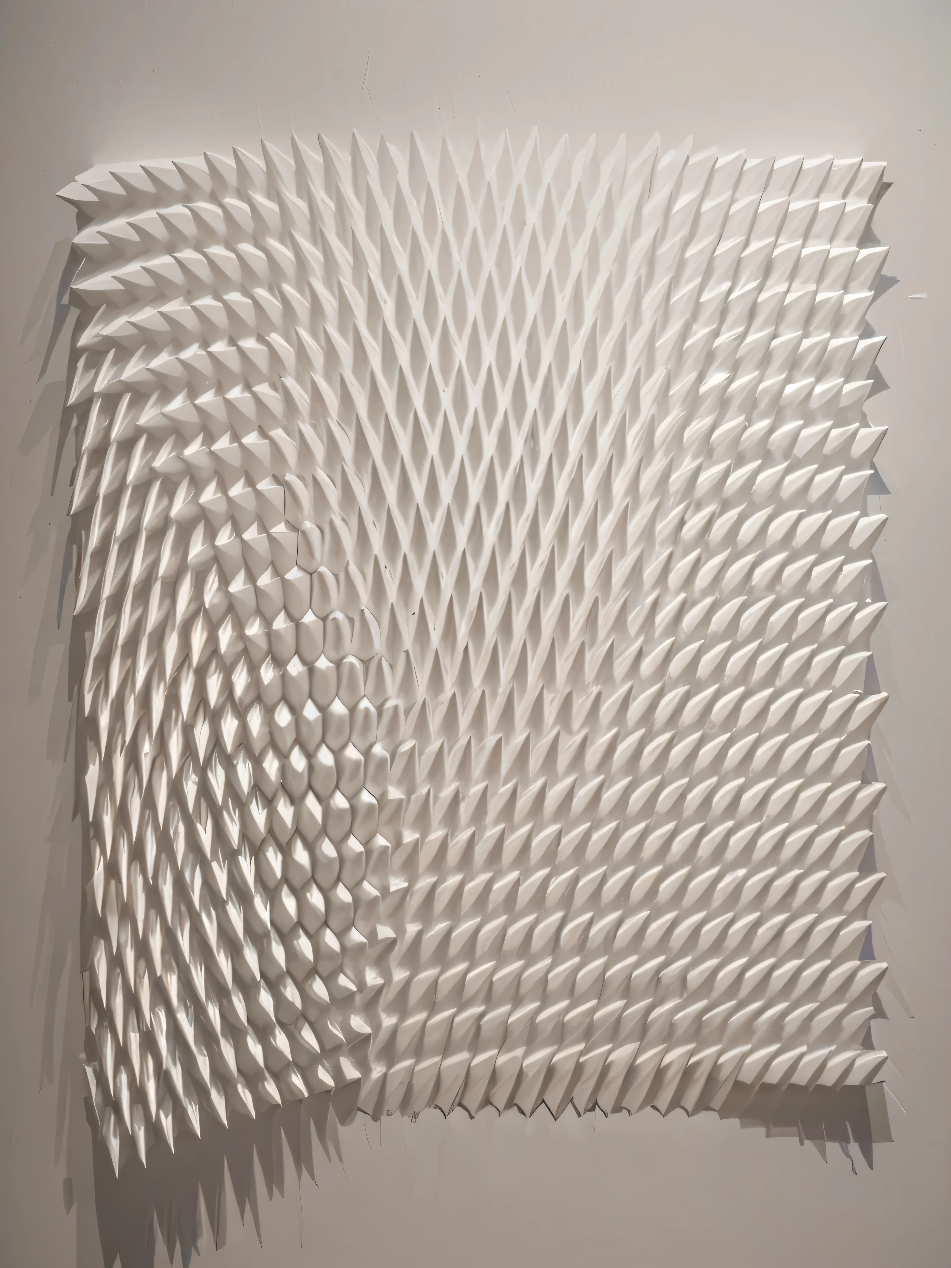 3D, 8k resolution, white abstract acrylic painting on canvas by paper sculpture, estilo Matthew Shlian