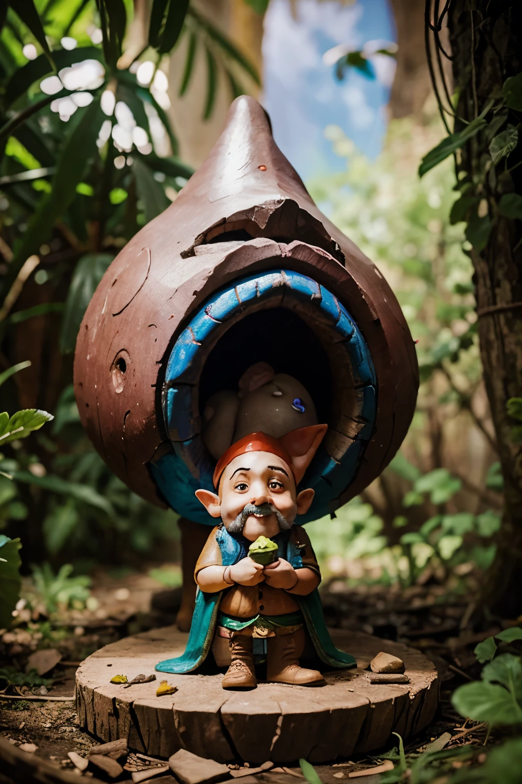 A gnome cumming in a fairy's mouth. Surrealist and psychedelic illustration