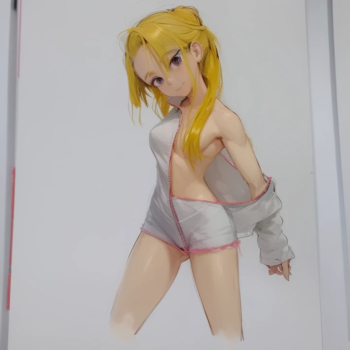 dibujo de una mujer con falda corta y sudadera con capucha, personaje de estilo anime, Boceto coloreado de alta calidad, inspirado por INO, Chica anime, un dibujo animado, lola conejita fanart, personaje animado, inspirado por Leiko Ikemura, marin kitagawa fan art, personaje animado; arte de cuerpo completo, an Chica anime, in the art style of 80s anime