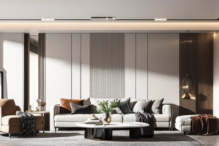 Lao Chen, Interior, Living Room, Light Luxury Style, couch, indoors, chair