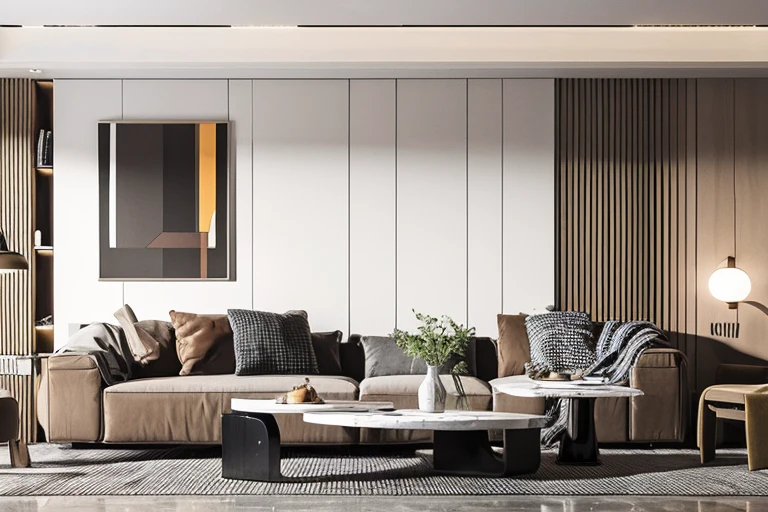 Lao Chen, Interior, Living Room, Light Luxury Style, couch, indoors, chair