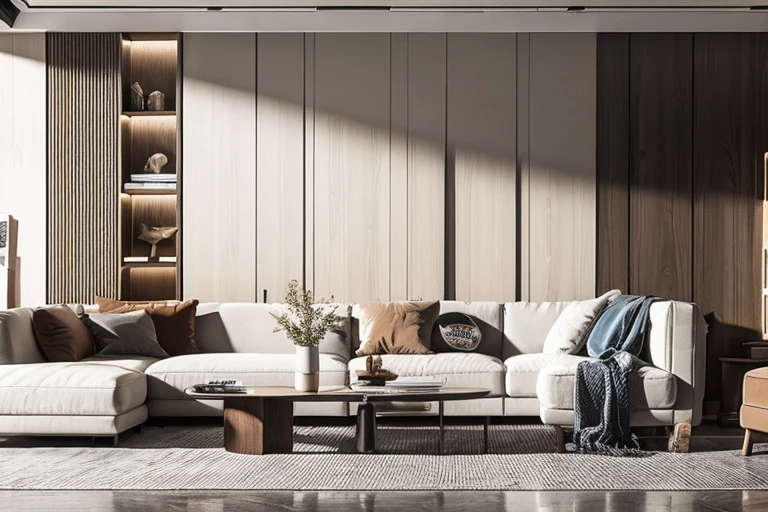 Lao Chen, Interior, Living Room, Light Luxury Style, couch, indoors, chair