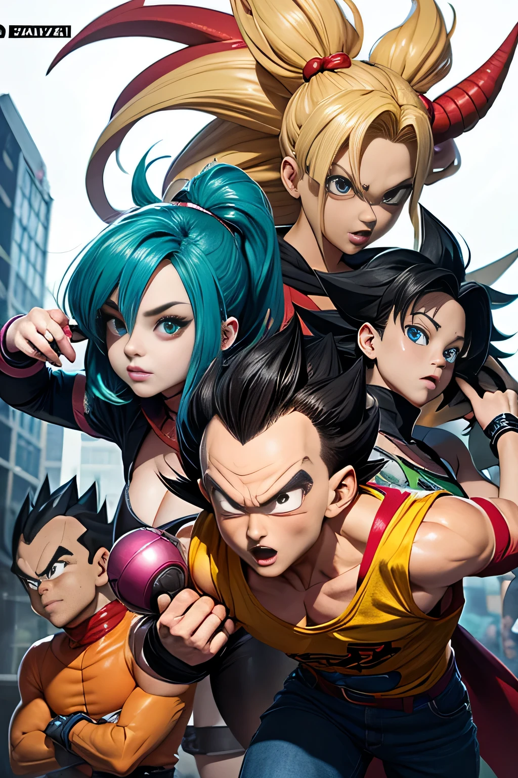 Margot Robbie as Harley Quinn consists of - Art - O - Dragon, dibujado a mano, pencil ink, Vegeta, con cabello Vegeta, principe vegeta, Dragon Ball Art Style, Wild Spike Cabello Saiyajin ?????, Estilo Akira Toriyama, arte conceptual de dragon ball, inspirado por Seki Toriyama, Dragon ball style, high definition artwork, personaje Dragon Ball, Estilo Dragon Ball Z