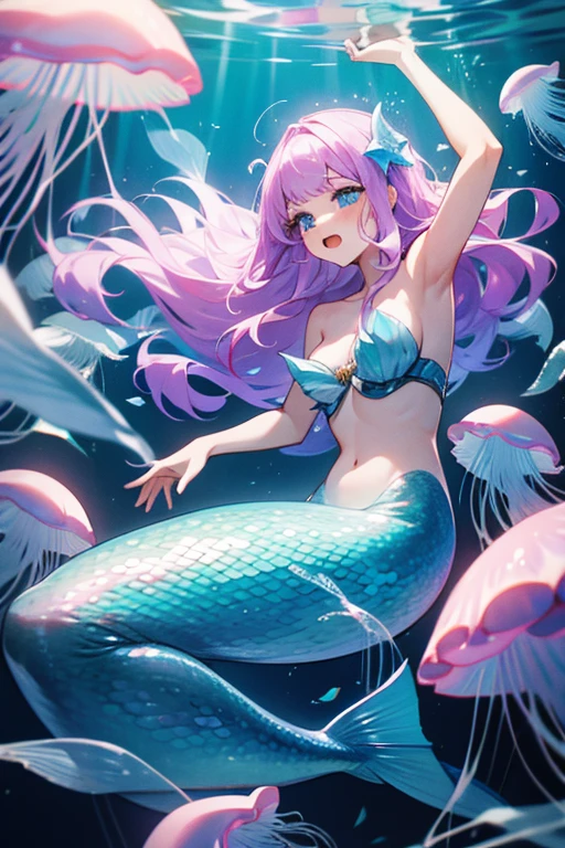 Mermaid girl attacked by giant jellyfish
