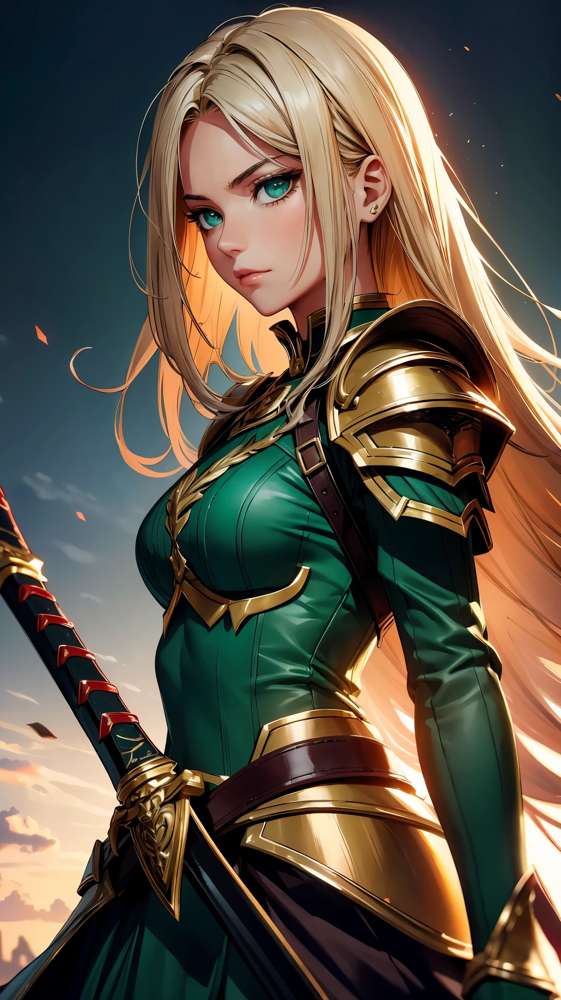 "((Art))), better quality, ultra-realistic, dark background, stunning details, more beautiful than the world. ((1 girl))), cyberg woman, sensual pose, wavy blonde hair, detailed and friendly face. Bold green eyes. Sculpted legs and tantalizing curves. Sexy and elegant lingerie, long and bold boots. The image should be an ultra-realistic 8k masterpiece focusing on the most prominent details of the seductive vampire. " --auto --s2