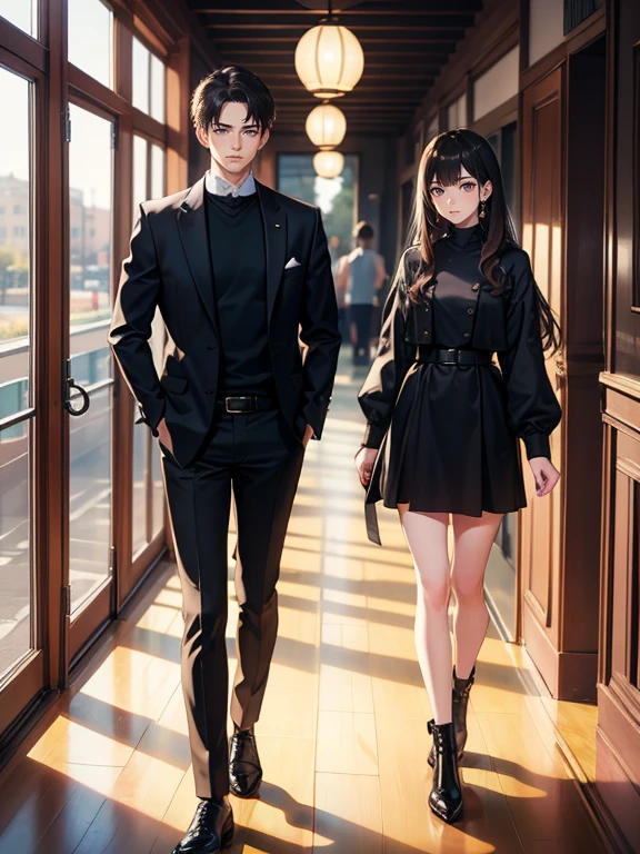 high quality, Award-winning, high resolution, 8k ,youth,campus,A young handsome guy and a young sister